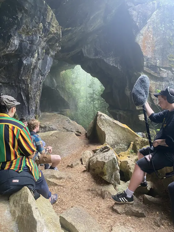 The Bruce Peninsula crew filming near the rocks